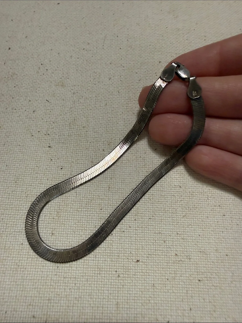 Sterling Silver 925 Herringbone Chain Necklace 8inch